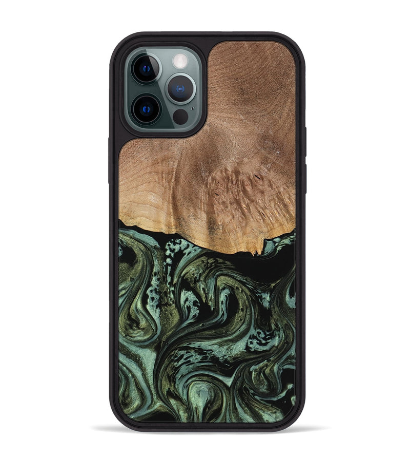 iPhone 12 Pro Max Wood Phone Case - Romeo (Green, 738937)