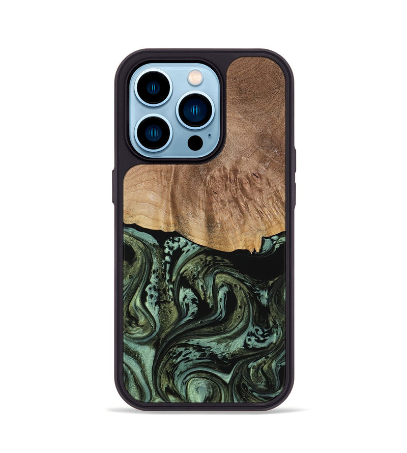 iPhone 14 Pro Wood Phone Case - Romeo (Green, 738937)