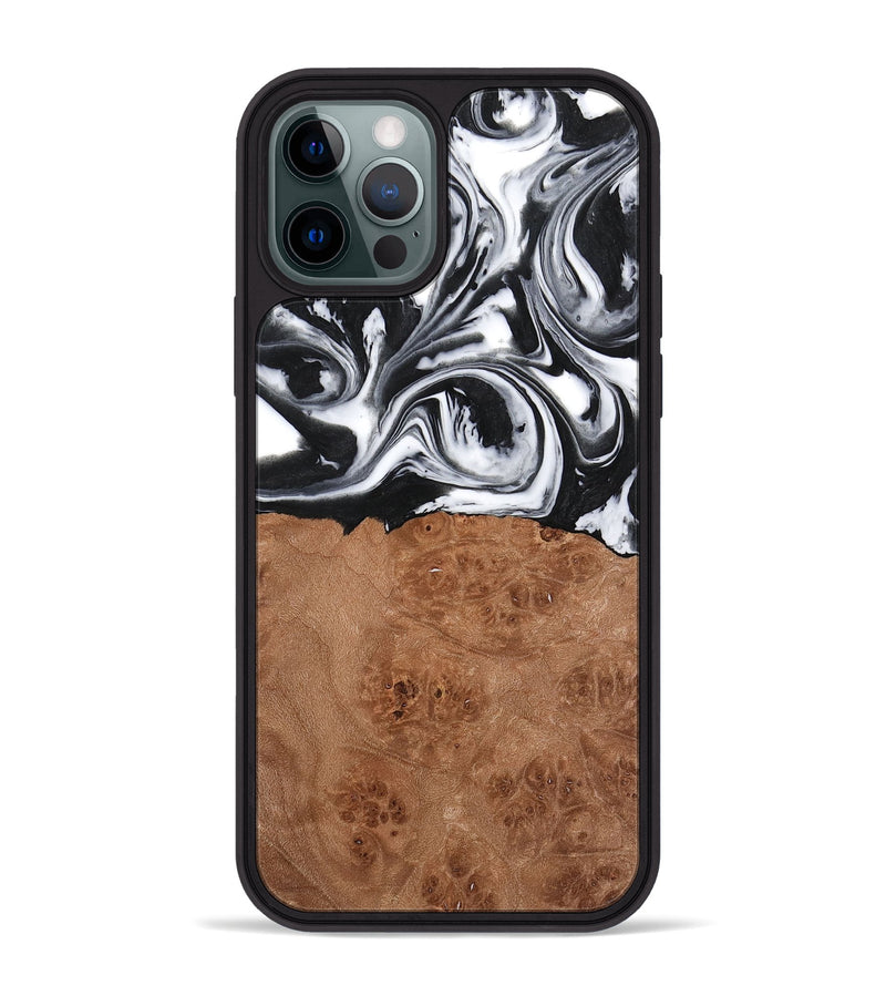 iPhone 12 Pro Max Wood Phone Case - Peder (Black & White, 738939)