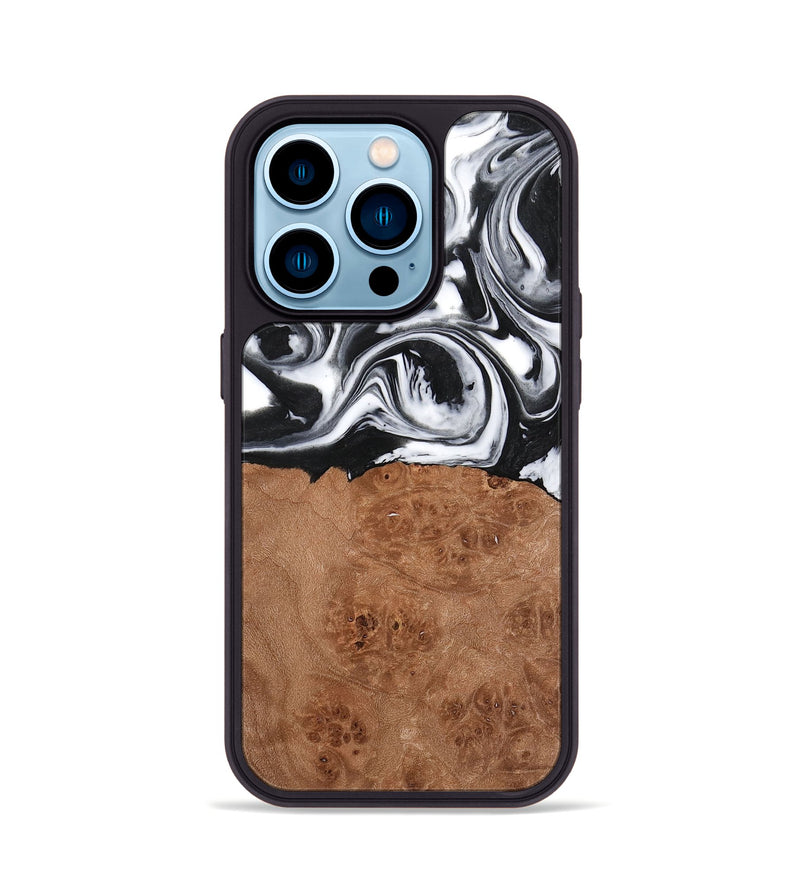 iPhone 14 Pro Wood Phone Case - Peder (Black & White, 738939)