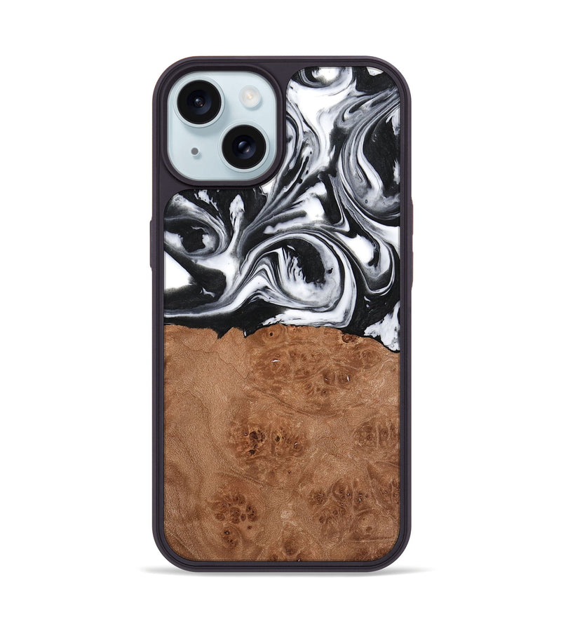 iPhone 15 Wood Phone Case - Peder (Black & White, 738939)