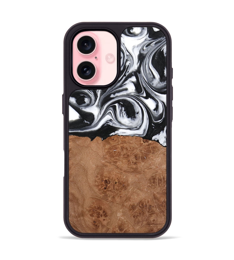 iPhone 16 Wood Phone Case - Peder (Black & White, 738939)