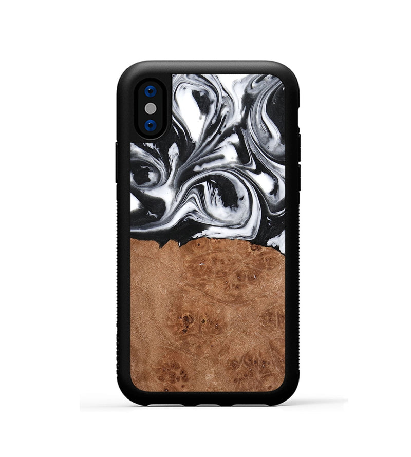 iPhone Xs Wood Phone Case - Peder (Black & White, 738939)