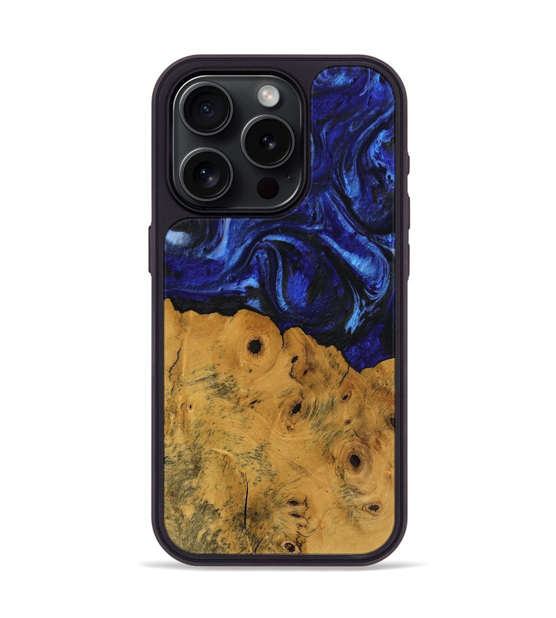 iPhone 15 Pro Wood Phone Case - Danyel (Blue, 738941)