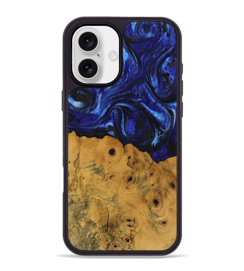 iPhone 16 Plus Wood Phone Case - Danyel (Blue, 738941)