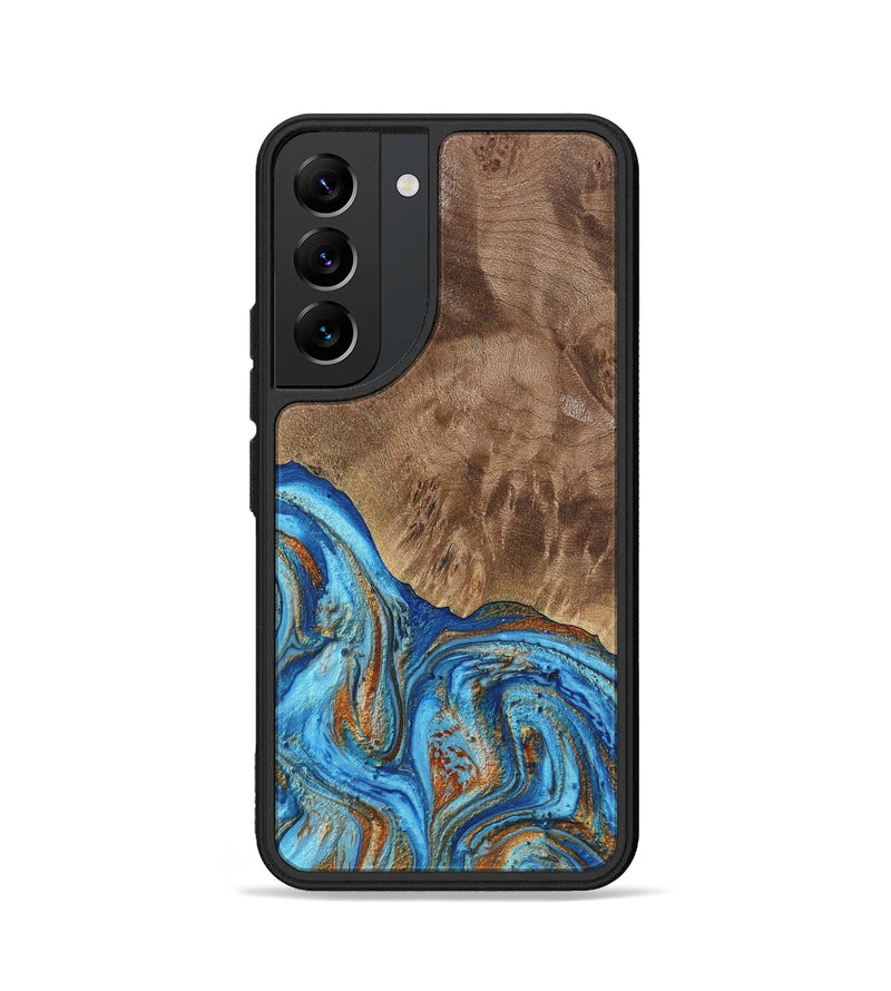 Galaxy S22 Wood Phone Case - Annick (Teal & Gold, 738943)