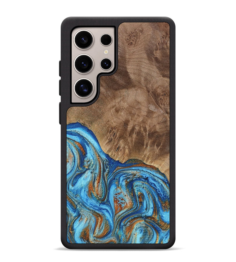 Galaxy S25 Ultra Wood Phone Case - Annick (Teal & Gold, 738943)