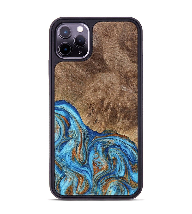 iPhone 11 Pro Max Wood Phone Case - Annick (Teal & Gold, 738943)