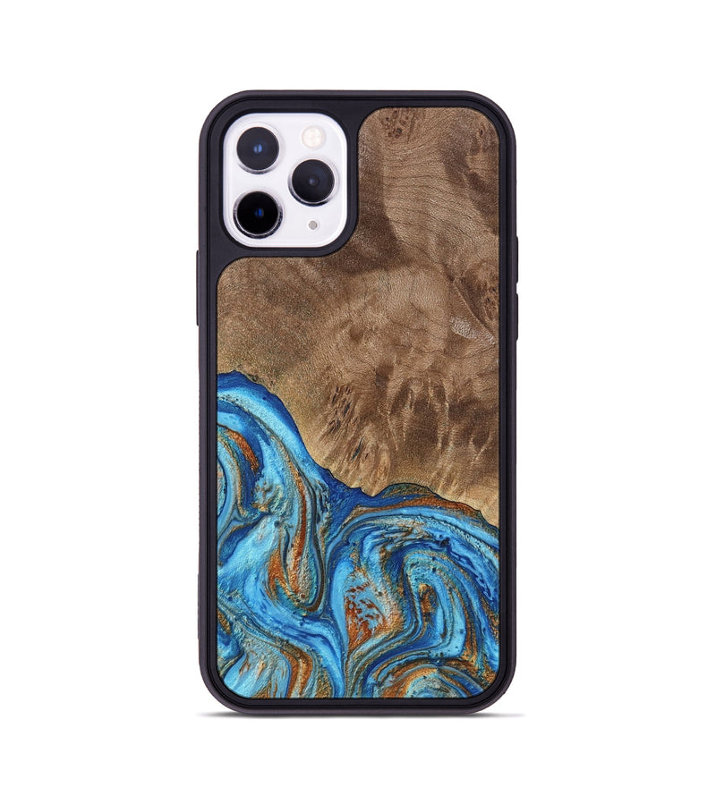 iPhone 11 Pro Wood Phone Case - Annick (Teal & Gold, 738943)