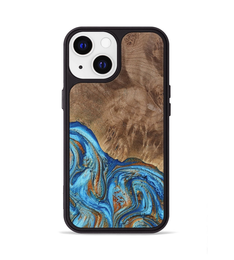 iPhone 13 Wood Phone Case - Annick (Teal & Gold, 738943)