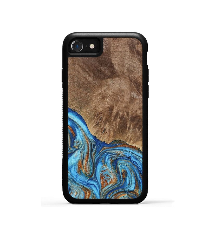 iPhone SE Wood Phone Case - Annick (Teal & Gold, 738943)