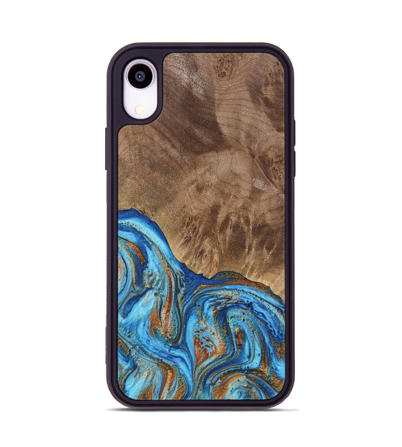 iPhone Xr Wood Phone Case - Annick (Teal & Gold, 738943)