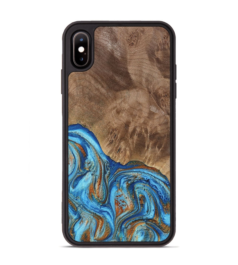 iPhone Xs Max Wood Phone Case - Annick (Teal & Gold, 738943)