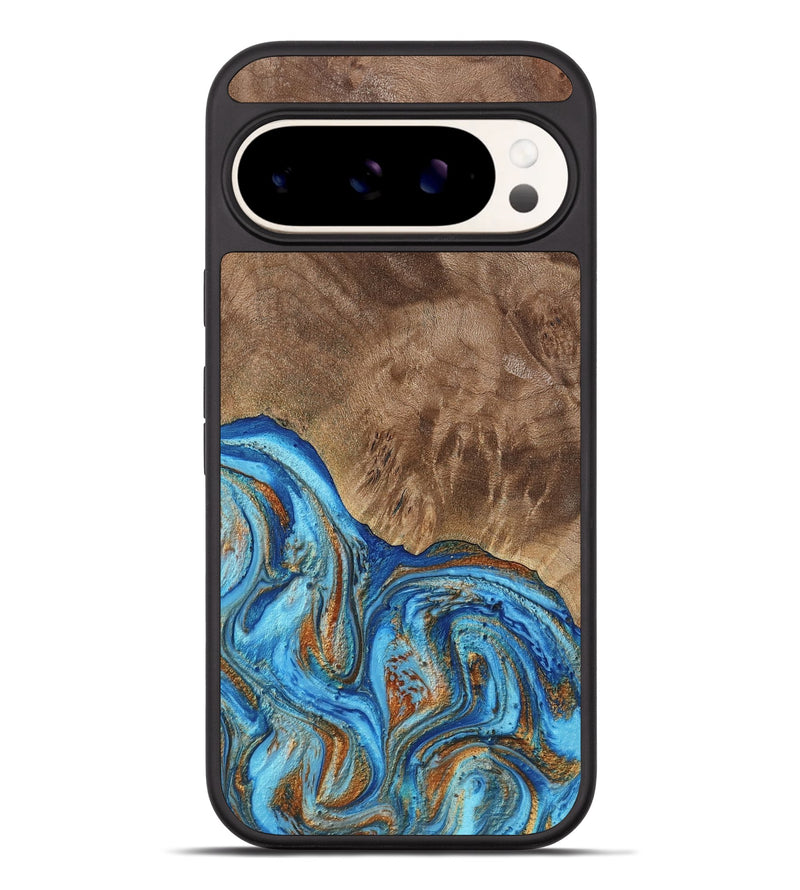 Pixel 9 Pro XL Wood Phone Case - Annick (Teal & Gold, 738943)