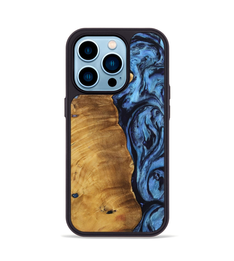 iPhone 14 Pro Wood Phone Case - Kenneth (Blue, 738979)