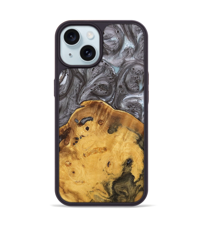 iPhone 15 Wood Phone Case - Helmuth (Black & White, 739036)