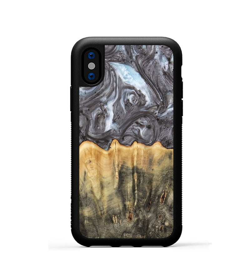 iPhone Xs Wood Phone Case - Teddi (Black & White, 739041)