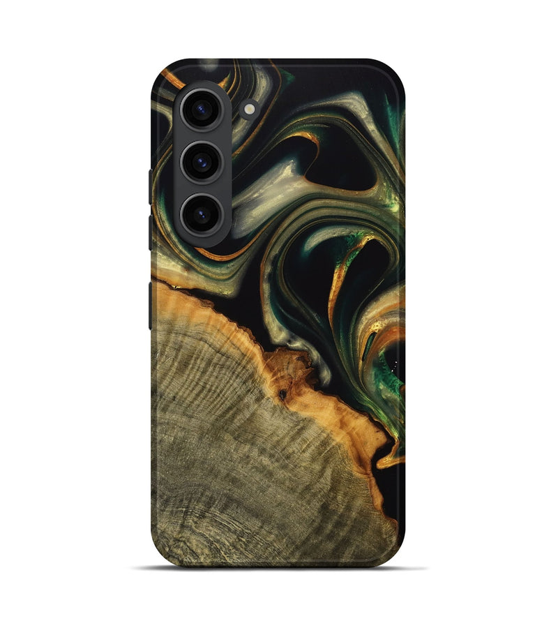 Galaxy S23 Wood Live Edge Phone Case - Medora (Teal & Gold, 739078)