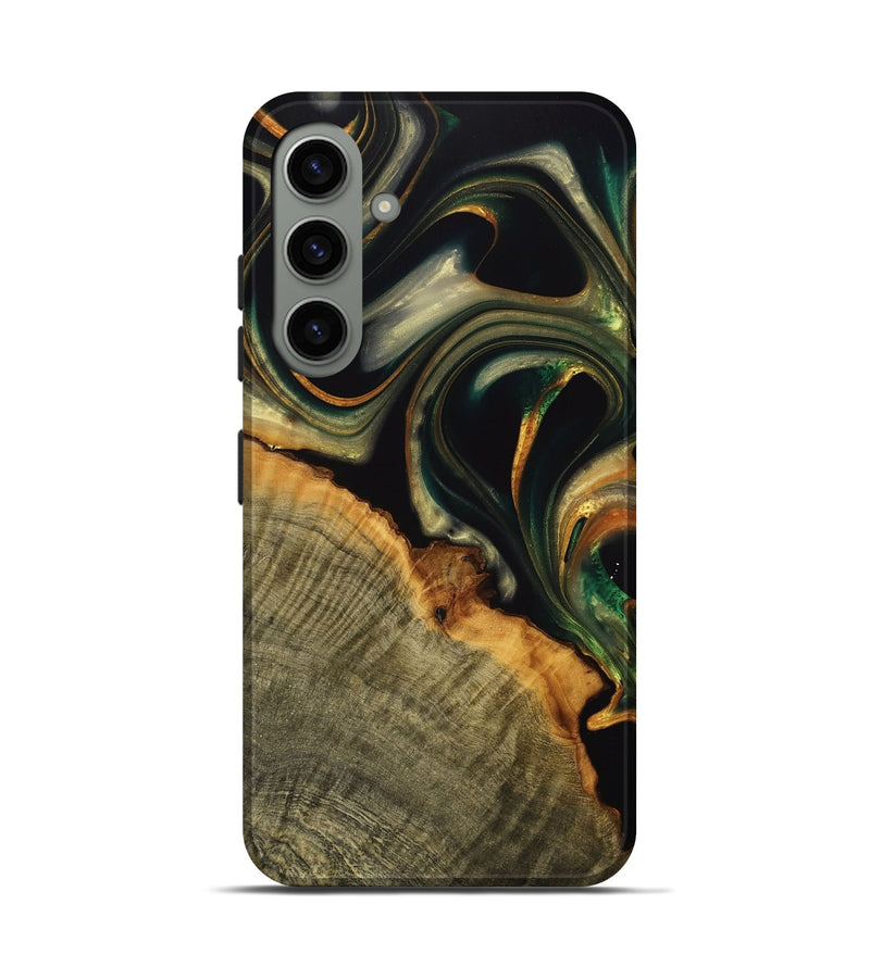 Galaxy S24 Wood Live Edge Phone Case - Medora (Teal & Gold, 739078)