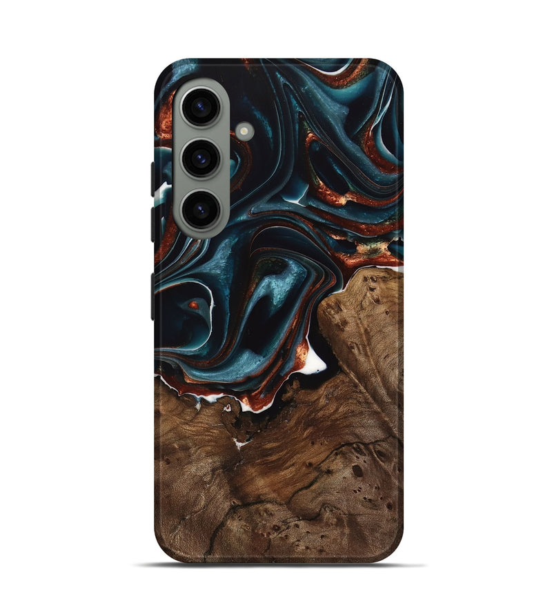 Galaxy S24 Wood Live Edge Phone Case - Finn (Teal & Gold, 739080)