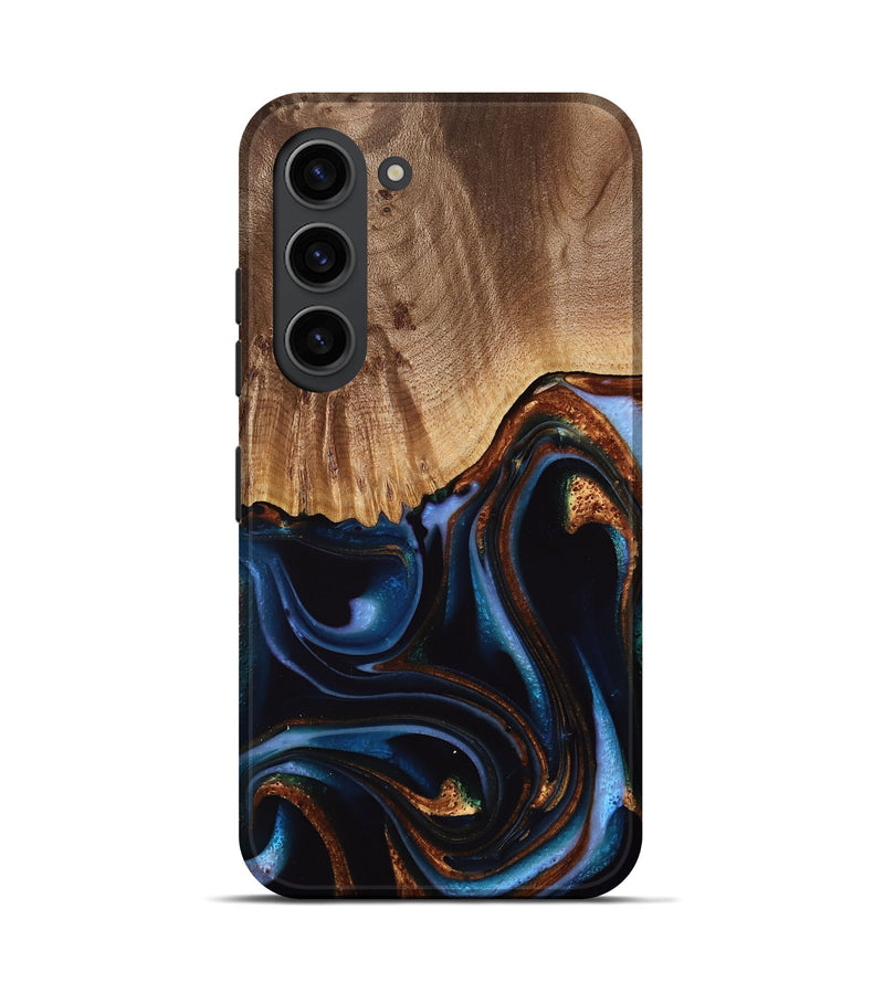 Galaxy S23 Wood Live Edge Phone Case - Frazier (Teal & Gold, 739082)