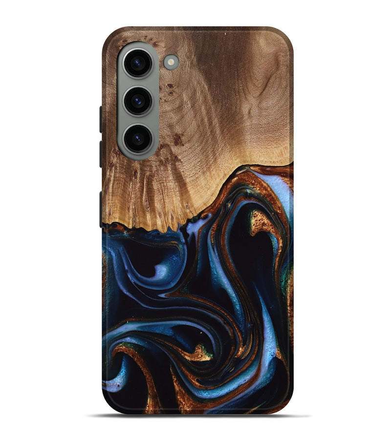 Galaxy S23 Plus Wood Live Edge Phone Case - Frazier (Teal & Gold, 739082)