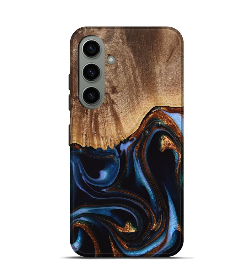 Galaxy S24 Wood Live Edge Phone Case - Frazier (Teal & Gold, 739082)