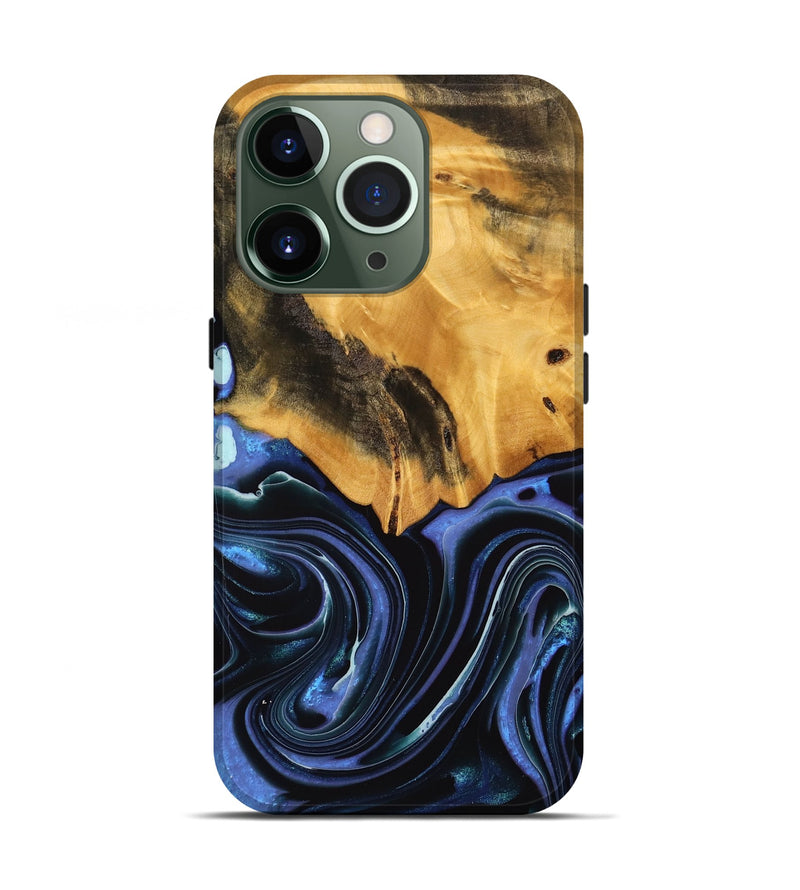 iPhone 13 Pro Wood Live Edge Phone Case - Kathlin (Blue, 739085)