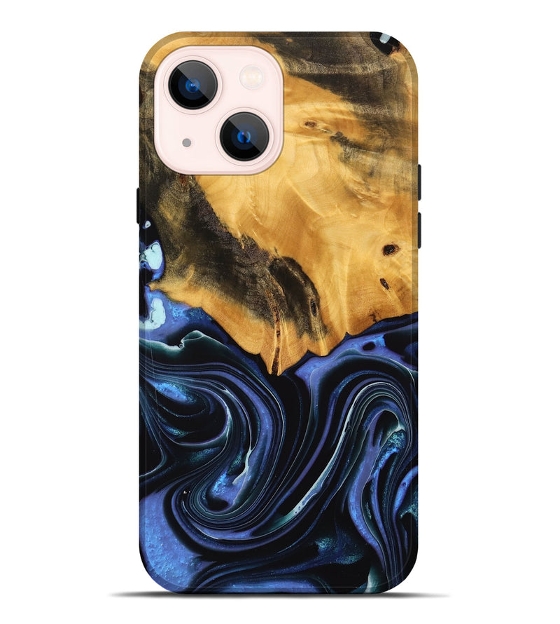 iPhone 14 Plus Wood Live Edge Phone Case - Kathlin (Blue, 739085)