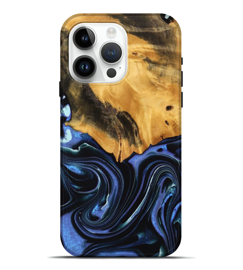 iPhone 15 Pro Max Wood Live Edge Phone Case - Kathlin (Blue, 739085)