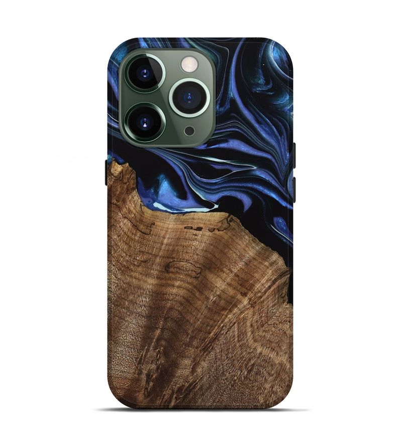 iPhone 13 Pro Wood Live Edge Phone Case - Olie (Blue, 739086)