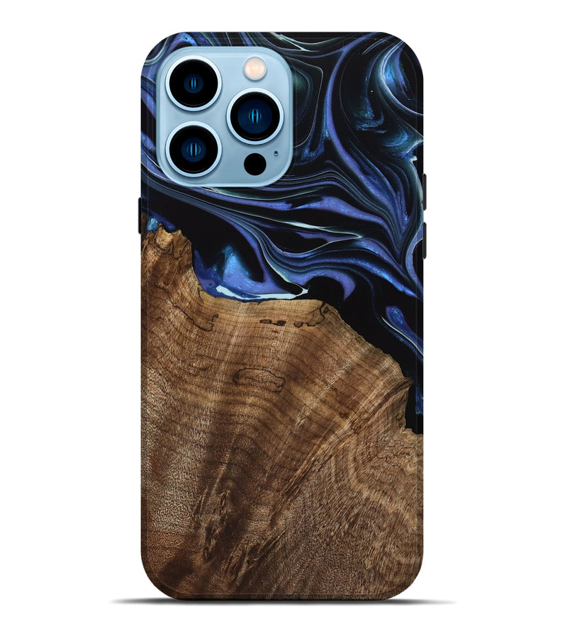 iPhone 14 Pro Max Wood Live Edge Phone Case - Olie (Blue, 739086)