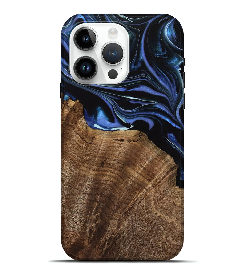 iPhone 15 Pro Max Wood Live Edge Phone Case - Olie (Blue, 739086)