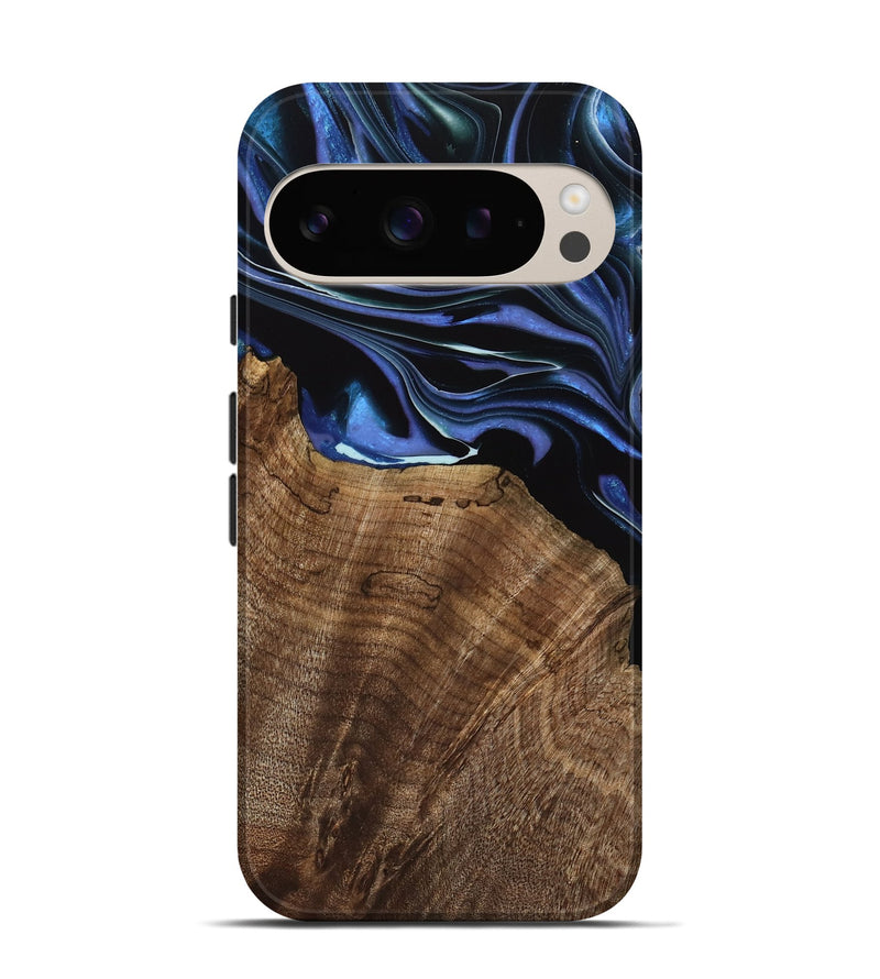 Pixel 9 Pro Wood Live Edge Phone Case - Olie (Blue, 739086)