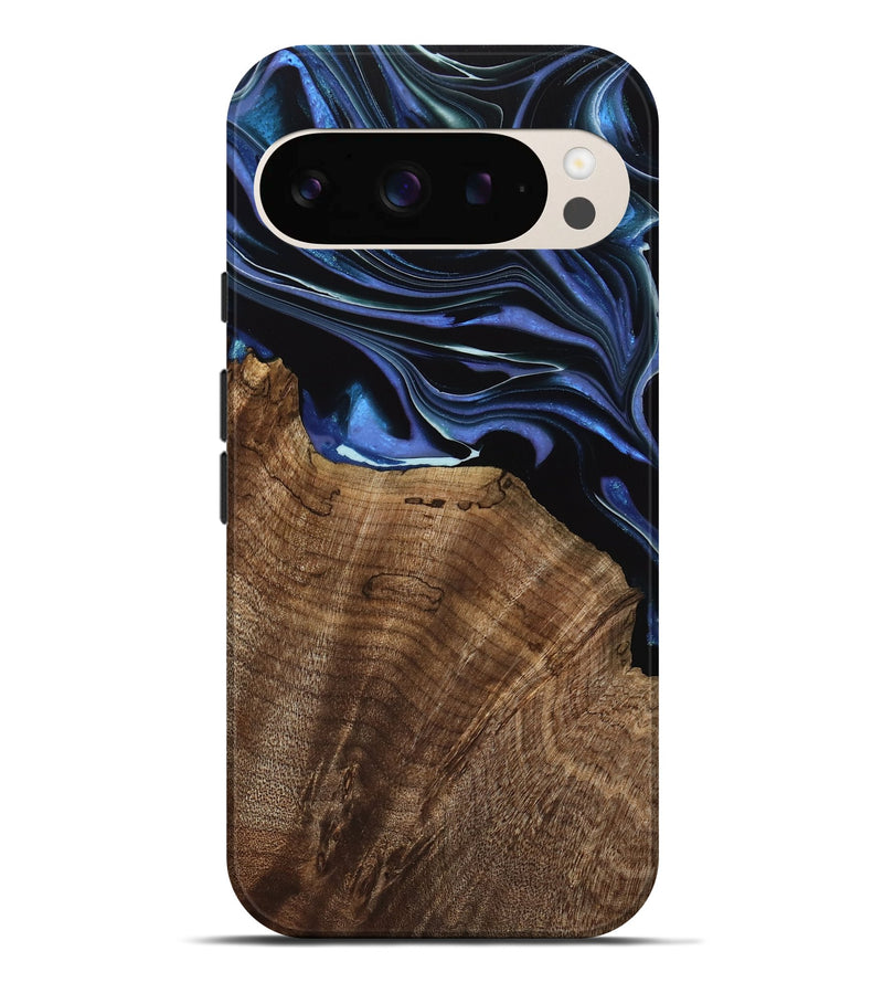 Pixel 9 Pro XL Wood Live Edge Phone Case - Olie (Blue, 739086)