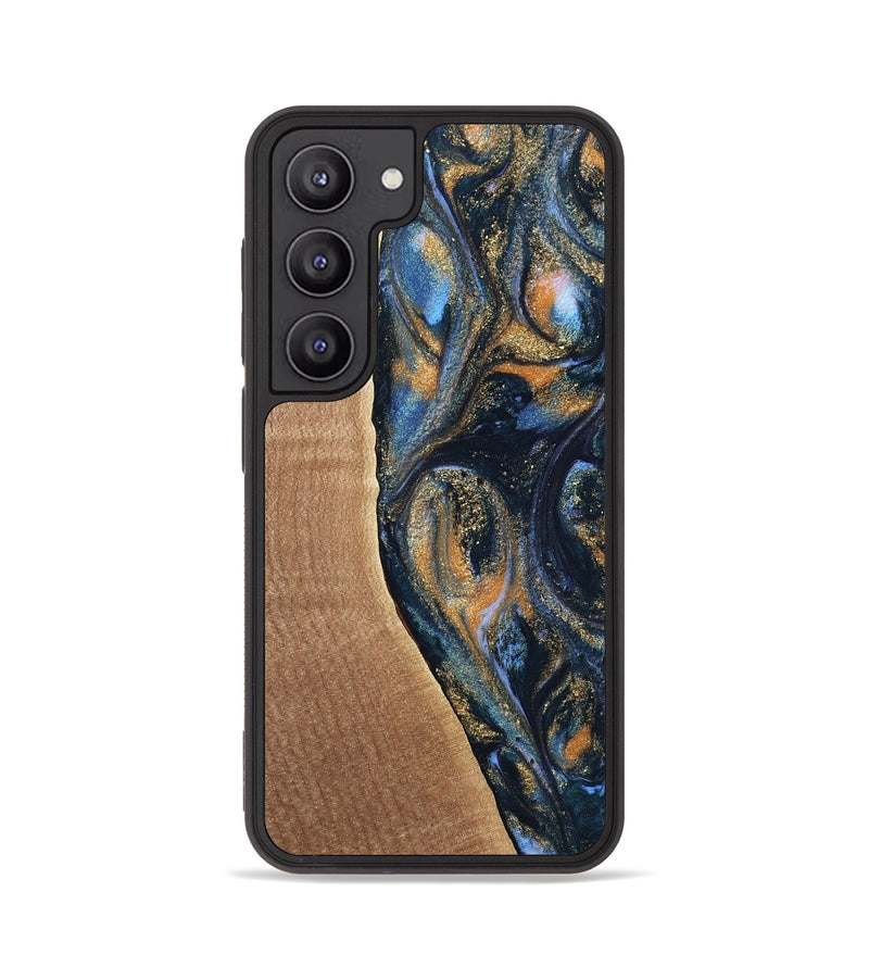 Galaxy S23 Wood Phone Case - Mikal (Teal & Gold, 739222)