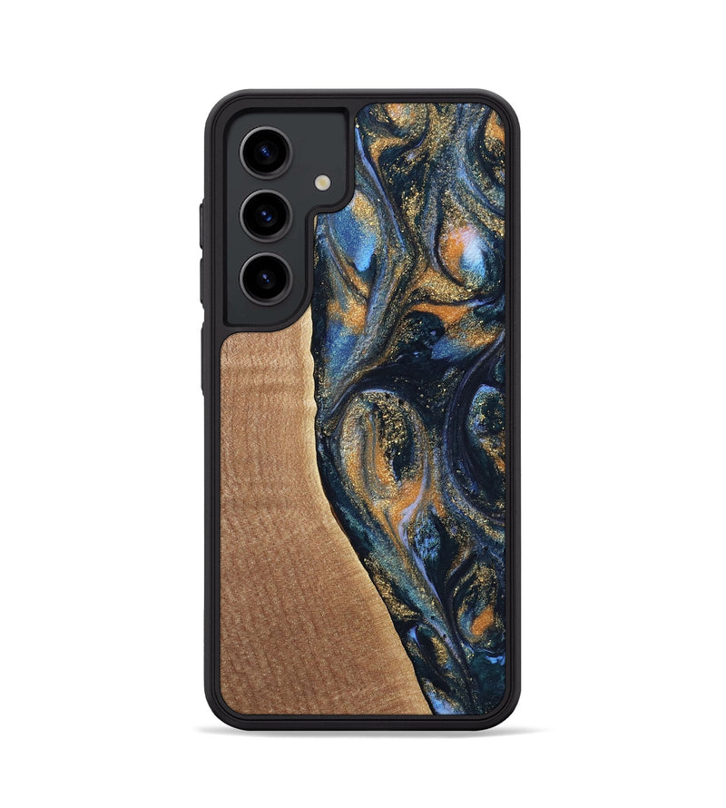 Galaxy S24 Wood Phone Case - Mikal (Teal & Gold, 739222)