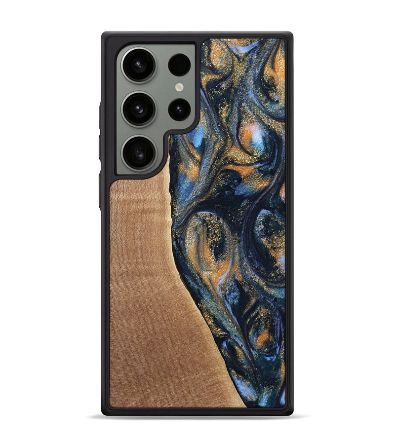 Galaxy S24 Ultra Wood Phone Case - Mikal (Teal & Gold, 739222)