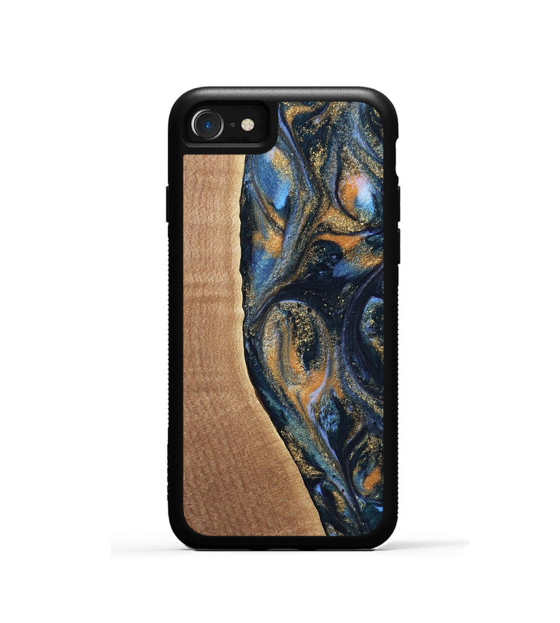 iPhone SE Wood Phone Case - Mikal (Teal & Gold, 739222)