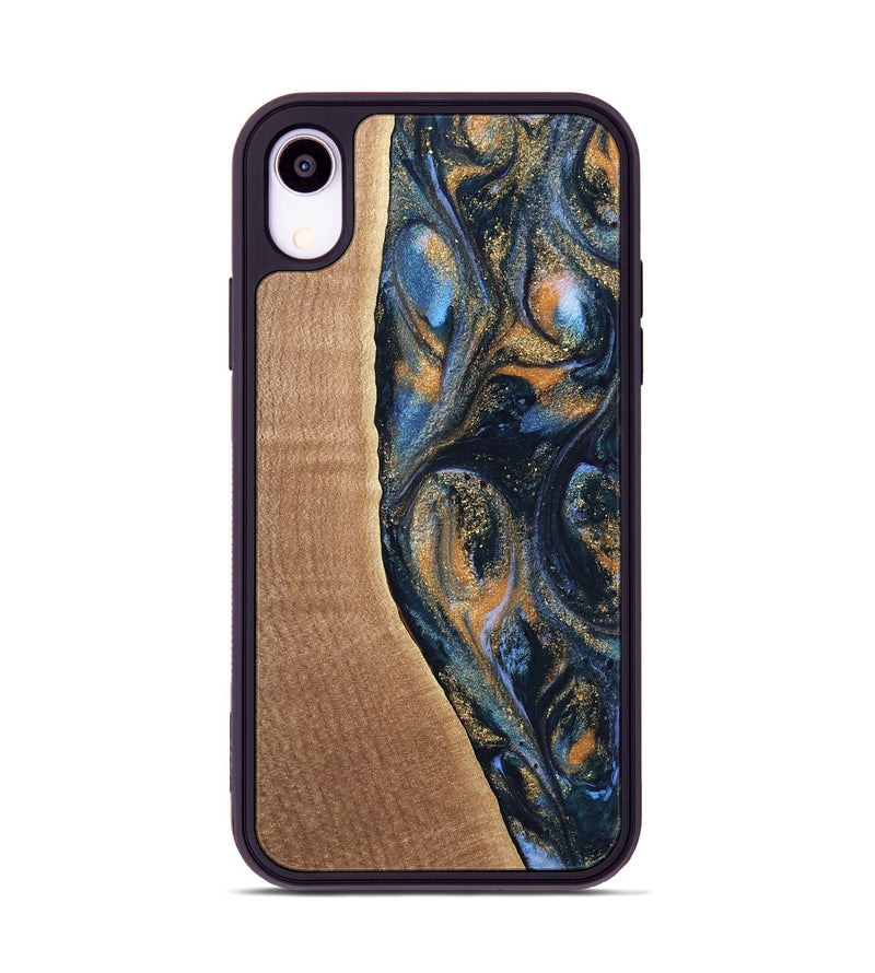 iPhone Xr Wood Phone Case - Mikal (Teal & Gold, 739222)