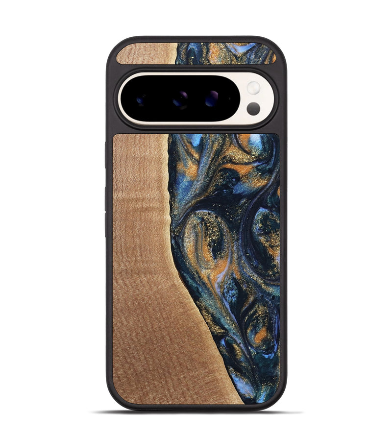 Pixel 9 Pro Wood Phone Case - Mikal (Teal & Gold, 739222)