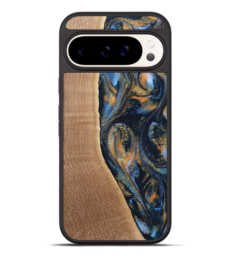 Pixel 9 Pro XL Wood Phone Case - Mikal (Teal & Gold, 739222)