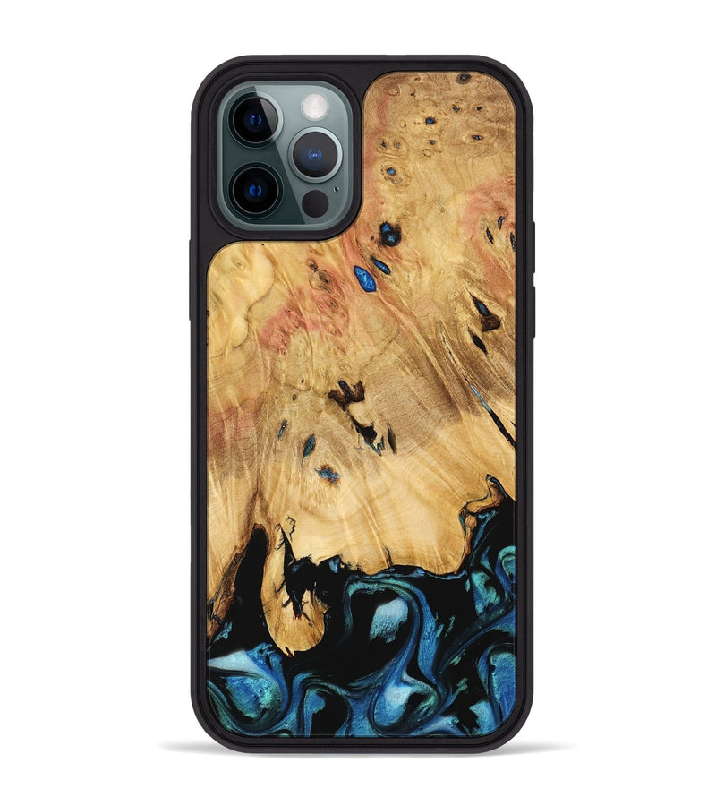 iPhone 12 Pro Max Wood Phone Case - Qiana (Blue, 739282)