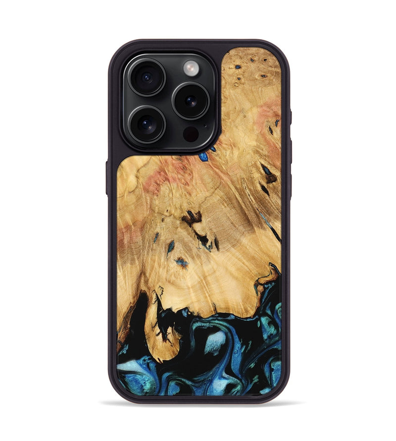 iPhone 15 Pro Wood Phone Case - Qiana (Blue, 739282)