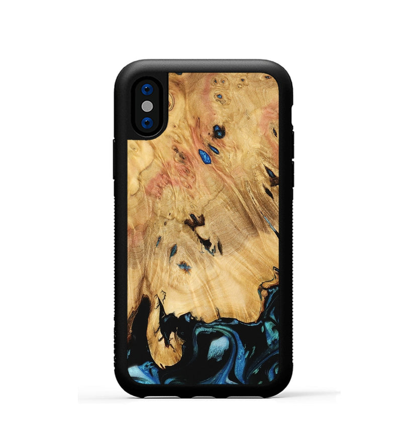 iPhone Xs Wood Phone Case - Qiana (Blue, 739282)