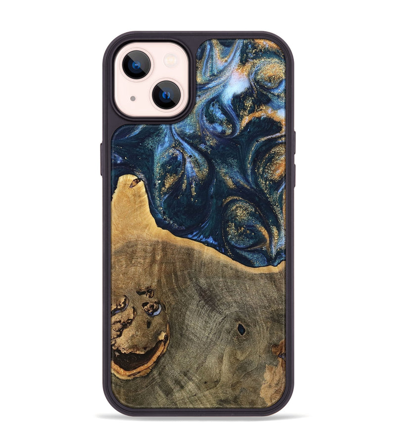 iPhone 14 Plus Wood Phone Case - Gussi (Teal & Gold, 739305)