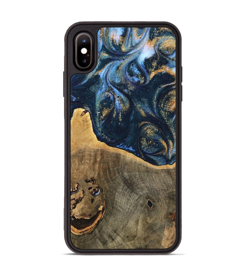 iPhone Xs Max Wood Phone Case - Gussi (Teal & Gold, 739305)