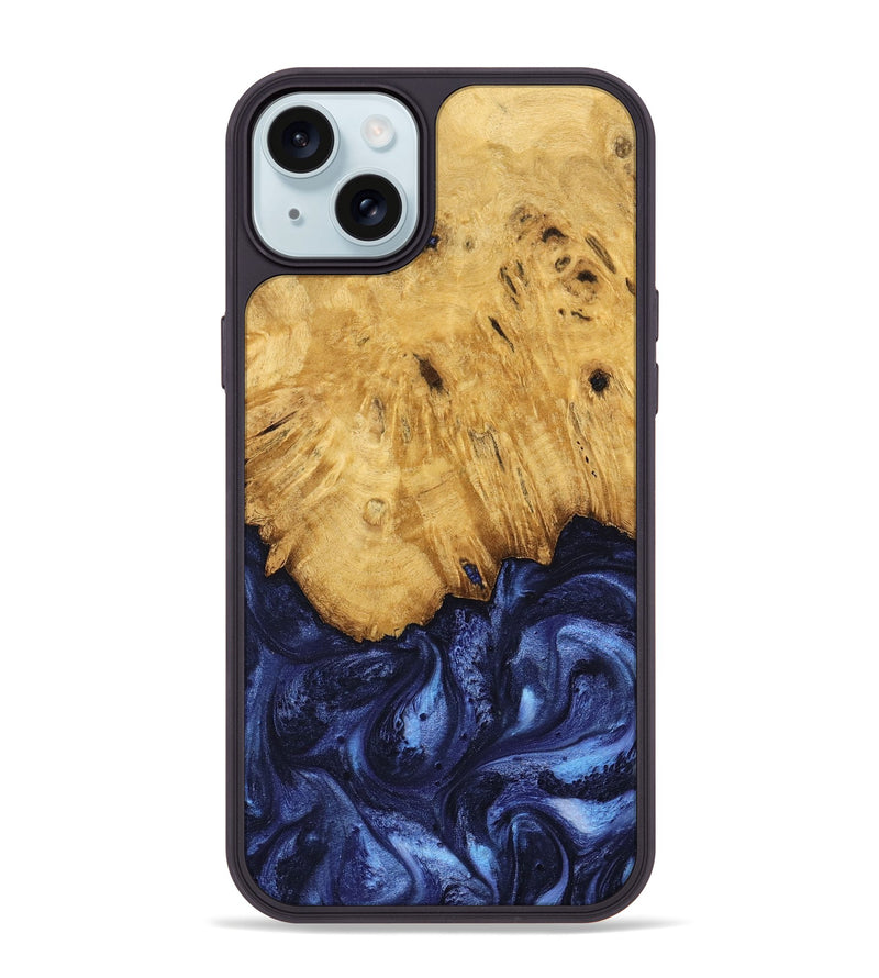 iPhone 15 Plus Wood Phone Case - Johan (Blue, 739381)