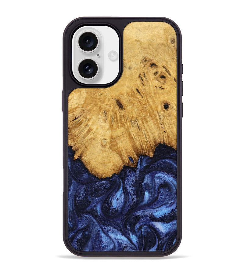 iPhone 16 Plus Wood Phone Case - Johan (Blue, 739381)