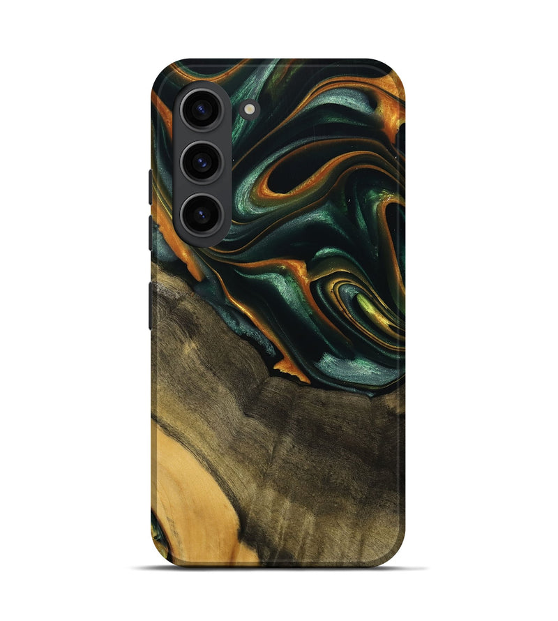 Galaxy S23 Wood Live Edge Phone Case - Nazib (Teal & Gold, 739481)